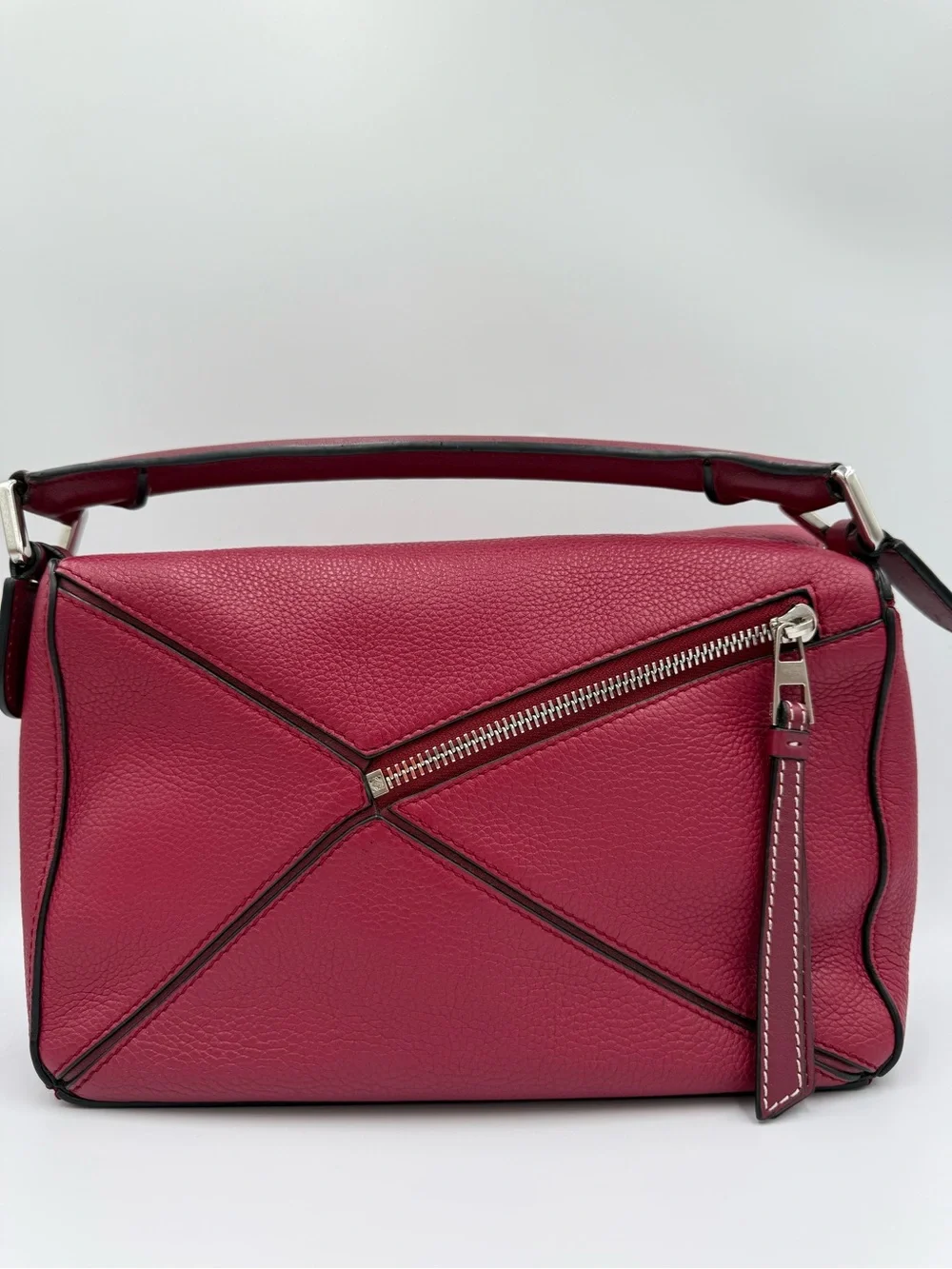 Loewe Hot Pink Puzzle Leather Top-Handle Shoulder Bag with Detachable CB Strap